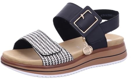 Remonte Damen Riemchensandalen D1J53, Frauen Sandalen,lose Einlage,Sommerschuhe,Freizeitschuhe,offene Schuhe,Strandschuhe,schwarz Kombi (02),38 EU