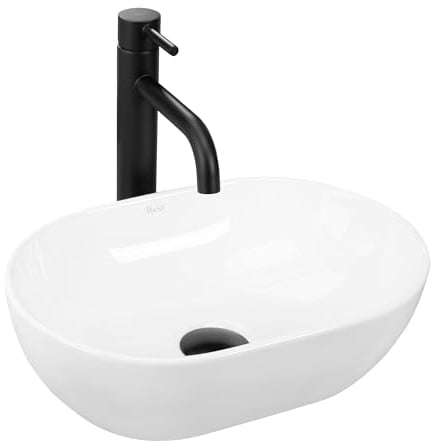 Rea Aufsatzwaschbecken AMELIA MINI Waschtisch Handwaschbecken Waschschale Waschbecken für Badezimmer aus hochwertiger Keramik 26 x 38 x 12 cm (Weiß)