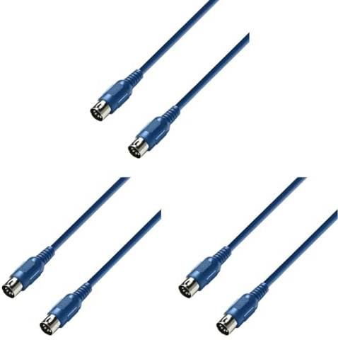 Adam Hall Cables 3 STAR MIDI 0075 BLU Midikabel 5-Pol | 0.75 m (Packung mit 3)