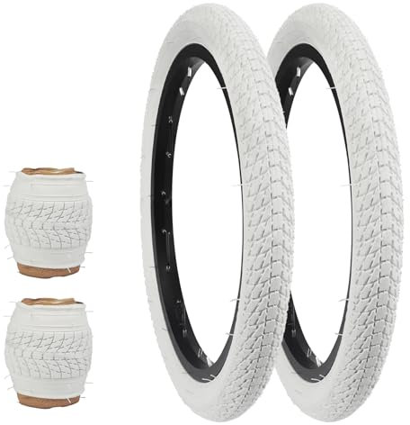 WEEROCK Paquete de dos neumáticos de bicicleta blancos de 16 pulgadas, 16 x 1.75 pulgadas, neumático de triciclo, neumático de bicicleta para bicicleta de 16 pulgadas, bicicleta infantil, bicicleta