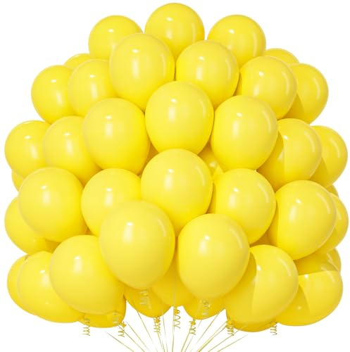 Teselife 100 Ballons Jaunes en Latex Mat 12 Pouces, pour Anniversaire d'Été, Pâques, Diplôme, Mariage, Anniversaire, Décoration Fêtes et Événements Festifs