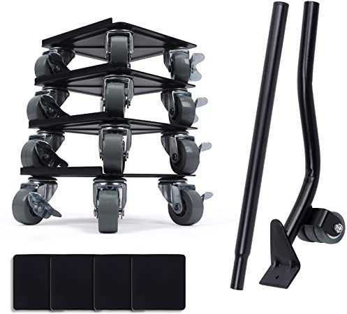 HOTOOLME 4er Möbeltransport-Set Möbeltransporthilfe Möbelroller Max. Tragfähigkeit 1300kg Möbelrollen Kohlenstoffstahl mit 4-PP-Rädern Transportroller für Schwere Möbel Werkstatt