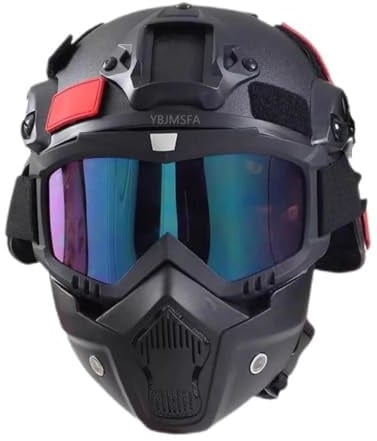 Mich Airsoft Casque Et Masque Ensemble, Airsoft Masque avec Lunettes Antibuée Amovibles CS Airsoft Shoot Halloween Cosplay Riding Party Full Face Protection Tactical Masque