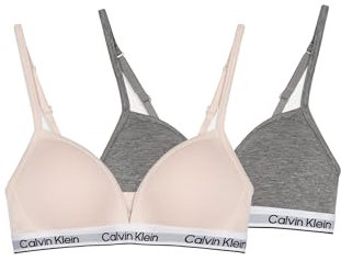 Calvin Klein Brassières Lot de 2 Fille Triangle, Multicolore (Silverpeony/Greyheather), 12-14 Ans