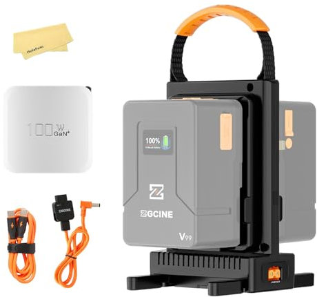ZGCINE VM-C2 Ladegerät-Kit für V-Mount V Lock Akku, mit USB-C PD100W Netzteil, auch kompatibel mit Smallrig Neewer Fxlion Core All V-Mount Akkuladegerät