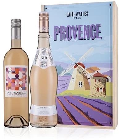 Laithwaites Provence Regional Set Duo Rosé Wine L’Art Provençal Rosé & Domaine de Paris Côtes de Provence Rosé - Presented in Wooden Gift Box - Summer Rosé - French Wine - 2 Bottles