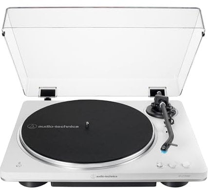 AUDIO TECHNICA AT-LP70XBT Fully Automatic Wireless Belt-Drive Turntable (White/Silver)