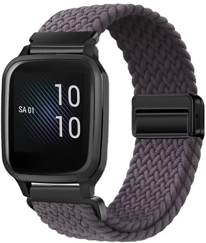 Issinlky Nylon Braided Band 20mm Elastic Strap for Garmin Venu Sq/Sq 2 Music, Compatible With Venu 2 Plus, Vivoactive 3/5, Vivomove HR, Forerunner 55 245 645