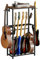 MAHANCRIS Gitarrenständer, 2-Stöckiger Gitarrenständer für Akustikgitarre, E-Gitarre, Bass, Ukulele, Banjo, mit Gitarrenzubehörständer, EVA-Schutzfolie, Braun und Schwarz AGSHR6501