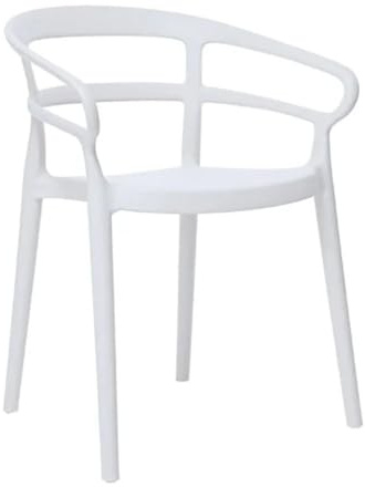Bolero Mateo Polypropylene Stackable Cafe Chairs Pack of 2, White | Commercial-grade bistro seating model DX979 maximizes floor space with convenient, easy space-saving storage.