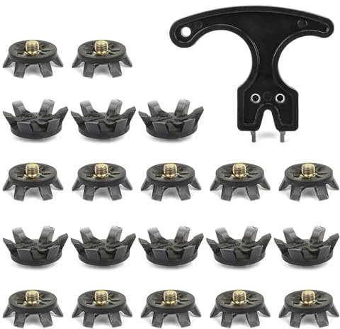 GIONAR 20PCS Golf Shoe Spikes M6 Tooth Replacement Set, 6mm Screw Thread With Wrench Tool, Easy Install Studs, Fits Footjoy Adidas Skechers Nike Shoes