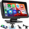 Radio de Coche Portátil Carplay Pantalla, 7 Pulgadas IPS Pantalla Táctil para Coche con Carplay Inalámbrico Android Auto, Hodozzy Portáti Radio Bluetooth, Mirror Link Cámara Soporte AUX/FM/TF/GPS