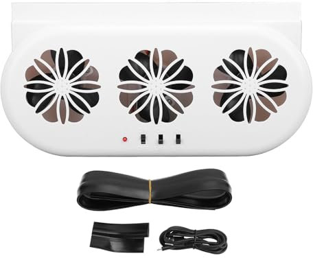 Kuuleyn Air Window Fans Car Solar Powered Fan Solar Powered Car Exhaust Fan 5000RPM Air Circulation Vehicle Cooling Vent Fan with USB Interface (Blanco)