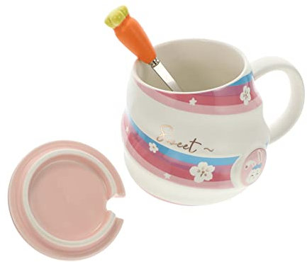 Cabilock Keramiktasse Mit Hasenmotiv -löffel Wassertasse Kaffee-aufbewahrungstasse Bunt Langlebig Einfach Zu Reinigen Vielseitig Verwendbar