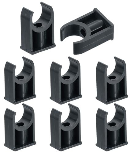 sourcing map 8Pcs PVC Water Pipe Clamps Clips, U-Shaped Tubing Hose Buckles, Irrigation Tube Holder for 20mm OD for TV Trays Tubing Hose Hanger Support Tubing, Black