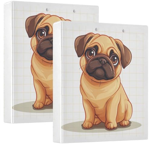 Mops-Cartoon-Tier-Ordner mit 3 Ringen, 3,8 cm, Rezeptbuch, 2 Stück