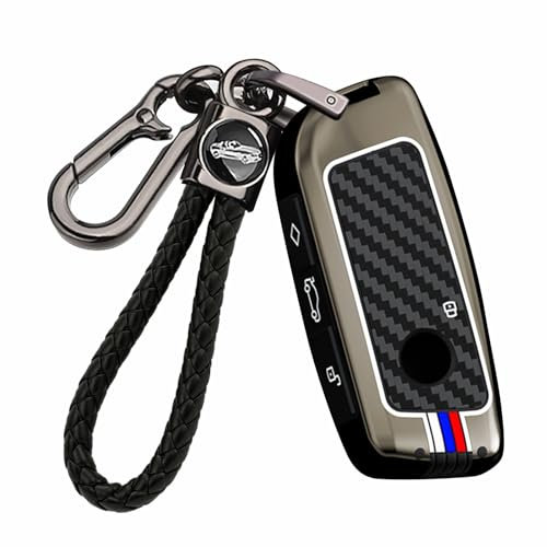 Ysbxitu Coque de clé de voiture pour BMW I7 - Convient pour BMW 2024 X7 X1 U11 iX iX1 Tourer U06 X6 XM 7 I7 I4 I5 - Texture fibre de carbone - Porte-clés de voiture A - Noir