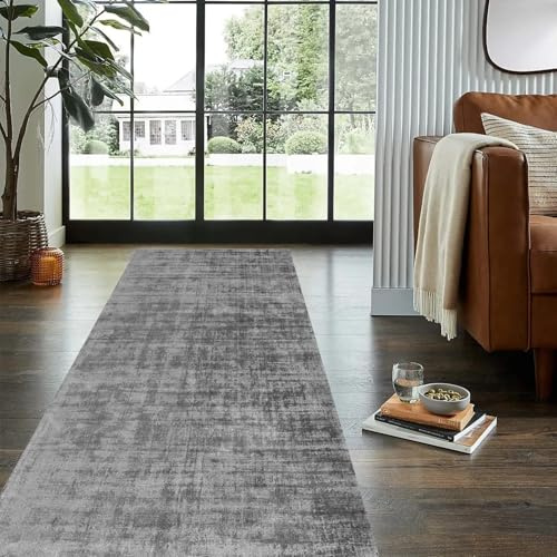 Grauer Läufer-Teppich für Flur, Gang, Flur, Schlafzimmer, Esszimmer, extra großer weicher Teppich, 1m 1,5m 2m 2,5m 3m 3,5m 4m 4,5m 5m 5,5m 6m waschbare Fußmatten, Heimdekor-Teppich(120x200cm)