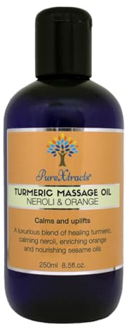 PureXtracts - Turmeric Massage Oil with Neroli & Orange - Natural Turmeric Oil - Pain Relief, Arthritis Relief, Muscle & Joint Health - Rich in Vitamin C, Anti-inflammatory, UK Made - 250ml