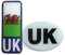 Tek Automotive Twin Pack Welsh Dragon & UK Oval Polydome Resin Badges – Self-Adhesive 3D Gel Stickers for Motorbikes & Vehicles – Waterproof & UV Resistant – Legal UK Number Plate Sticker for Travel