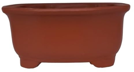 BIOMATA Pot de bonsaï en céramique pour Shohin 14 x 12 x 6,5 cm | Pot en céramique avec drainage base plate Rouge