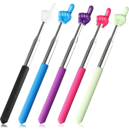 Annlpoy 5 piezas unidades de puntero telescópico, puntero para profesor, bastón telescópico de acero inoxidable, puntero didáctico puntero de mano para presentaciones, 5 colores