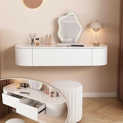 Familienfreundlicher schwebender Make-up-Schminktisch mit Schubladen, Tisch, schwebender Eckschreibtisch, moderner, einfacher Schminktisch, schwebender Nachttisch, Nachttisch für Schlafzimmer (normal,