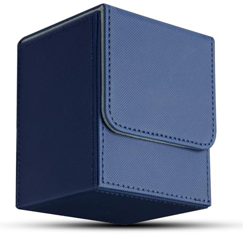 Aolso Card Deck Box,Yugioh Deck Box Fit for 100+Single Sleeved Cards,PU Leather Card Storage Boxes for Trading Cards, TCG,MTG,Commander,PTCG, OPCG-Blue-gray
