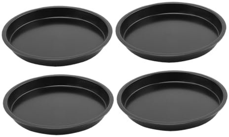 UKCOCO 4 Piezas Molde Para Pizza Sartén Para Pizza De Cocina De Acero Para Horno Sartén Antiadherente Para Verduras Para Verduras Redonda Pizca Black Acero Carbono