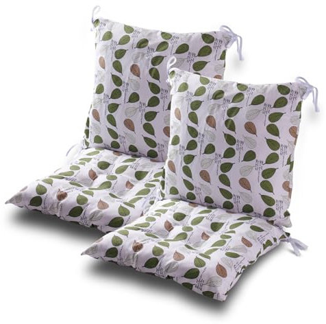 Gaxcent Set von 2 Stuhlkissen mit Rückenteil Sitz, Rückenkissen mit Bänder, Niedriglehner Auflage Polsterauflage Gartenstuhl (40X80cm),Grau,Grün