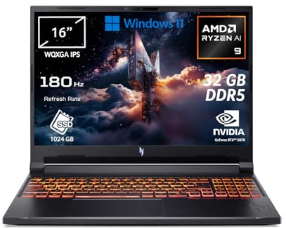 Acer Nitro V 16 AI PC Portatile IA, Notebook Gamin, NVIDIA GeForce RTX 5070 8 GB, Processore Ryzen™ AI 9 365, Ram 32 GB DDR5, 1024 GB SSD, Display 16 WQXGA IPS 180 Hz, Copilot+ PC, Windows 11 Home