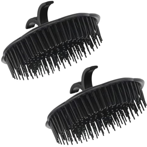 Lot de 2 Brosses à Shampoing Cuir Chevelu – Massage Capillaire Antipelliculaire | Silicone Souple Ergonomique | Stimule la Pousse des Cheveux | Femme Homme Enfant | Douche, Barbe – Noir