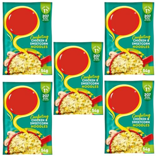Low Fat Chicken & Sweetcorn Noodles, 54g Sachets, Pack of 5, 207 Kcal Per Serving