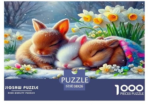 Rabbit Jigsaw Puzzles for Adults Kids 1000 Pieces Puzzle Whimsical Challenge Toy Educational Game Home Decoration Educational Games Gifts 38x26cm/1000pcs