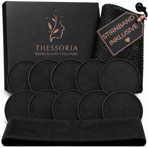 Abschminkpads Waschbar 10er | Wattepads | Bambus | Stirnband | Geschenkbox | Waschbare Abschminkpads|Wiederverwendbare Wattepads|Weiche & strukturierte Seite|Gesichtsreinigung & make-up-entferner pads