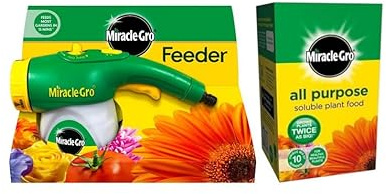 Miracle-Gro Feeder Hose-End Dispenser with Soluble Plant Food 500g Feed While Watering, All Purpose Fertiliser for Indoor Outdoor Plants Flowers Vegetables Lawns Promotes Bigger Growth Greener Leaves