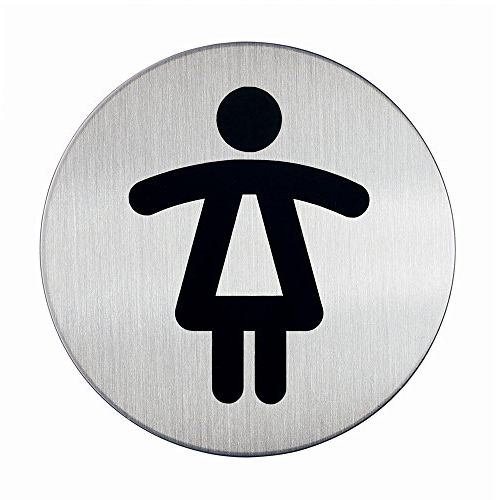 Durable Türschild Picto rund (Damen-WC, 83 mm) metallic silber, 490423