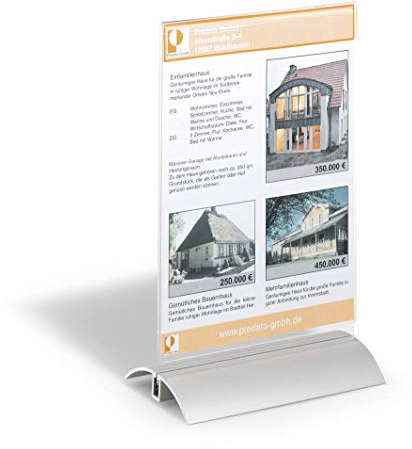 Durable 858819 Tischaufsteller Presenter A5, Acryl/Aluminium