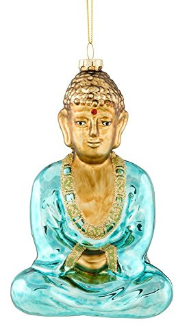 Gift Company - Hänger - Christbaumschmuck, Baumschmuck - Buddha Türkis - Glas - 10x16x6 cm