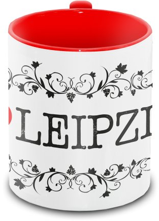 I love Leipzig - Tasse weiß/rot, Tasse im verzierten  I love  - Design