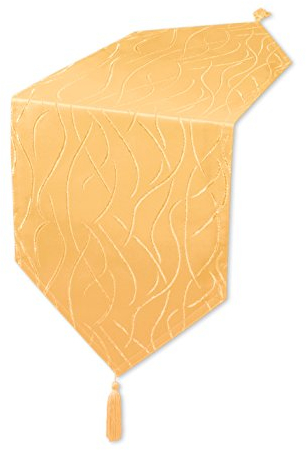 Unbekannt Tischläufer Damast Streifen Tischband Tischwäsche Mitteldecke #1144 (gelb, ca. 30x160 cm)