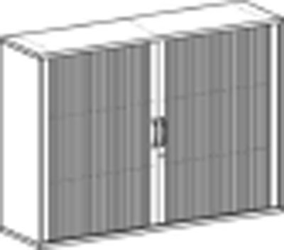 Büro-Querrollladenschrank, BxTxH 1600x425x1152 mm, 3 OH, Mitteltrennwand, 4 Böden, Schloss, buche