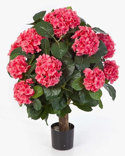 artplants.de Kunst Hortensie Haruka, 540 Blüten, rosa, Deluxe, 60cm - Hortensie künstlich - Kunst Blume