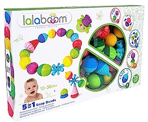 Lalaboom - Preschool Educational Beads - Montessori Shapes and Colors Construction Game and Learning Toy for Babies and Children from 10 Months to 4 Years Old - BL300, 36 Pieces