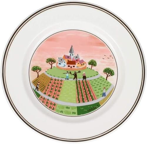 Villeroy & Boch Design Naif 1023372662 Lot de 6 assiettes à pain en acier inoxydable Motif villages et 4 pailles EKM Living