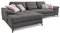 Cavadore L-Form-Sofa Castiel mit Federkern / Große Eckcouch mit Sitztiefenverstellung und XL-Longchair / 312 x 89 x 173 / Webstoff, Grau