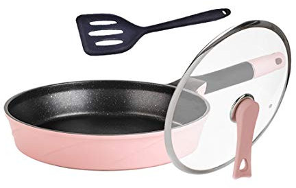 LTLWSH Sartenes Sartén Apta para Todo Tipo de Cocinas Incluida Inducción, 28cm, Control Rápido del Calor, Sin PFOA,Rosado