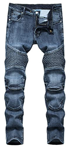 YOUTHUP Men's Jeans Straight Regular Fit Stretch Casual Denim Trousers Ripped Design Stylish Jeans All Waist