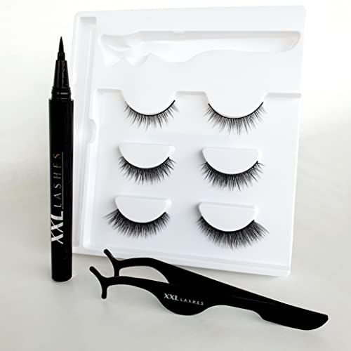 Magic Adhesive Eyeliner Set, Eyeliner und Wimpernkleber in einem Produkt, selbstklebender Eyeliner, inkl. Applikator und 3 Paar Bandwimpern (Daily)