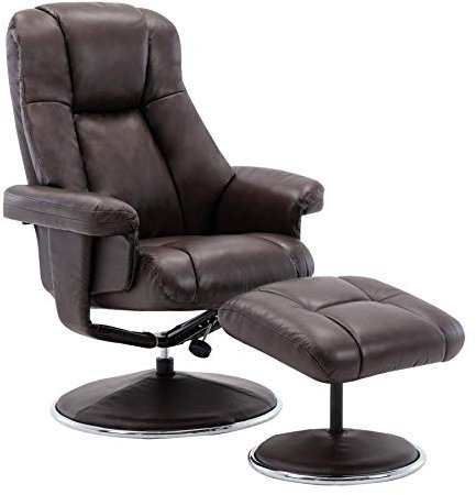 Morris Living The Denver Swivel Recliner Chair & Footstool - Genuine Leather - Brown